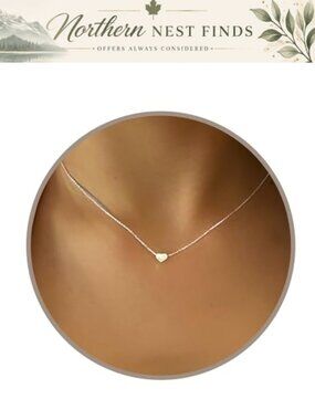 Silver Heart Necklace Waterproof Sliding Bead Charm Adjustable Everyday Jewelry
